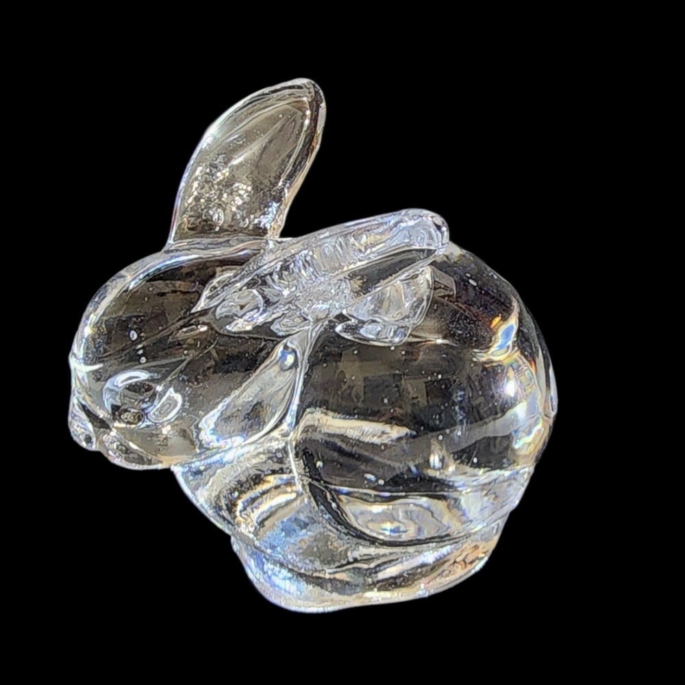 Biedermann & Sons vintag lead crystal glass miniature taper candle holder bunny